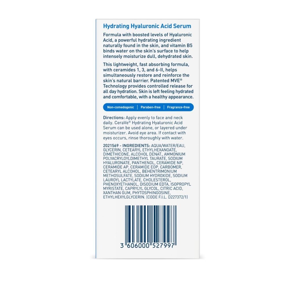 Cerave Hydrating Hyaluronic Acid Serum for Face with Vitamin B5