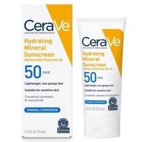 CeraVe 100 Mineral Sunscreen SPF 50 | Face Sunscreen with Zinc | 2.5 oz
