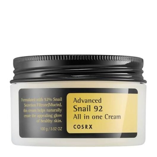COSRX Snail Mucin 92% Moisturizer 3.52 oz, Daily Repair Face cream (3.52 OZ/100g)