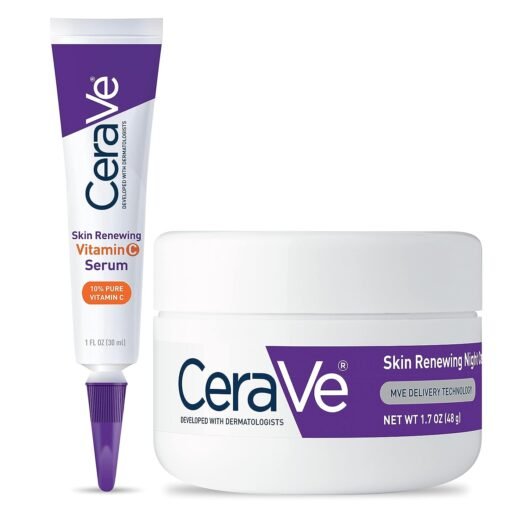 CeraVe Vitamin C Serum and skin renewing night cream set