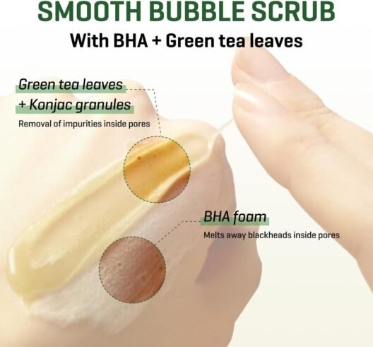 SOME BY MI Bye Bye Blackhead 30 Days Miracle Green Tea Tox Bubble Cleanser – 4.23 Oz, 120g – Made from Green Tea Extract – Mild Daily Face Wash for Removing Sebum and Blackheads – Korean Skin Care for UK