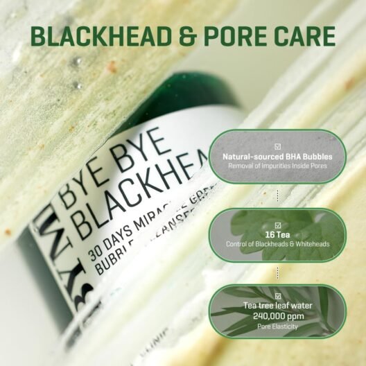 SOME BY MI Bye Bye Blackhead 30 Days Miracle Green Tea Tox Bubble Cleanser – 4.23 Oz, 120g – Made from Green Tea Extract – Mild Daily Face Wash for Removing Sebum and Blackheads – Korean Skin Care for UK