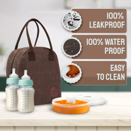 Asebbo Insulated Waxed Canvas Lunch Bag For Professional Women Reusable Insulated Leakproof Waterproof - Image 4