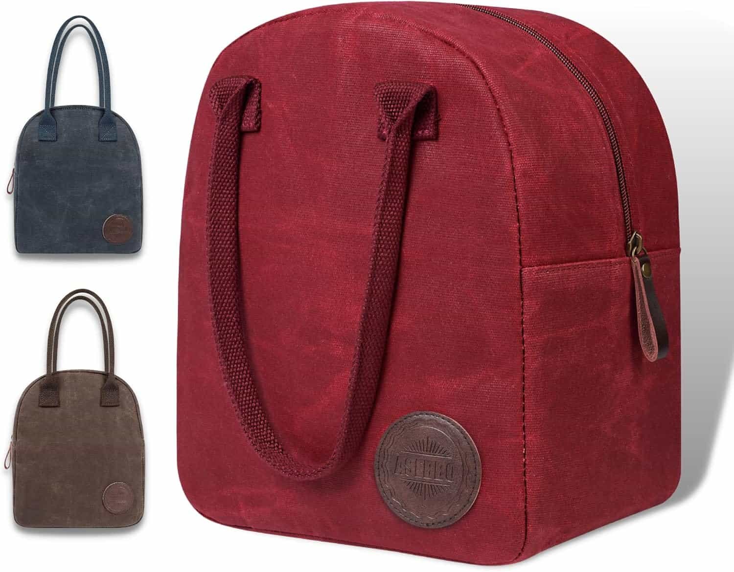 Asebbo Insulated Waxed Canvas Lunch Bag Passion Red