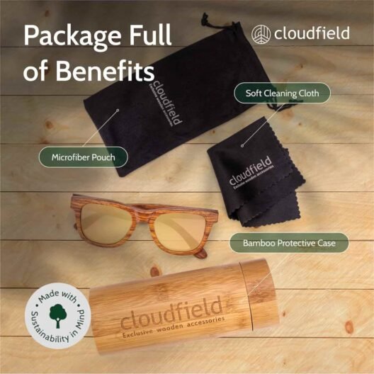 Cloudfield Kosso Wood Sunglasses - Stylish Kosso Orange Frame - Image 3