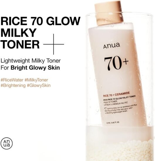 ANUA Rice 70 Glow Milky Toner, for Glass Skin and Brightening, Rice Water, Niacinamide, Ceramides, Panthenol, Fragrance-Free, Non comodogenic, Fungal Acne Safe, Korean Skin Care, 250ml/8.45fl.oz. - Image 5