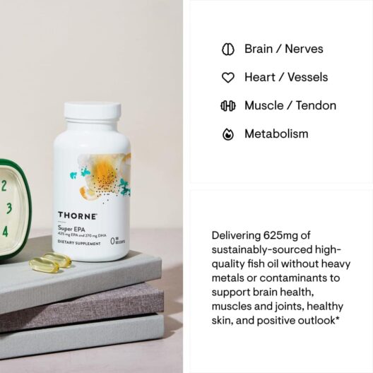 THORNE Super EPA - Omega-3 Fatty Acids EPA 425mg and DHA 270mg Supplement - Support Brain, Cardiovascular, Joints, and Skin - Gluten-Free, Dairy-Free, Soy-Free - 90 Gelcaps - Image 3