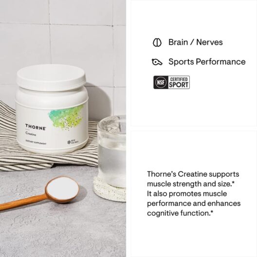 THORNE Creatine - Creatine Monohydrate, Amino Acid Powder - Support Muscles, Cellular Energy and Cognitive Function - Gluten-Free, Keto - NSF Certified for Sport - 16 Oz - 90 Servings - Image 3