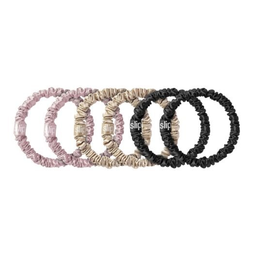Slip Silk Skinnie Scrunchies in Black, Pink, and Caramel - Elastic Scrunchies Set (6 Scrunchies) - Image 6