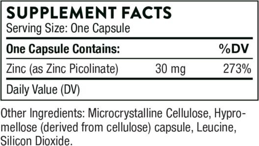 Thorne Zinc Picolinate 30 mg - Well-Absorbed Zinc Supplement for Growth and Immune Function - 180 Capsules - Image 4