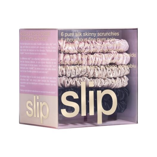 Slip Silk Skinnie Scrunchies in Black, Pink, and Caramel - Elastic Scrunchies Set (6 Scrunchies) - Image 5
