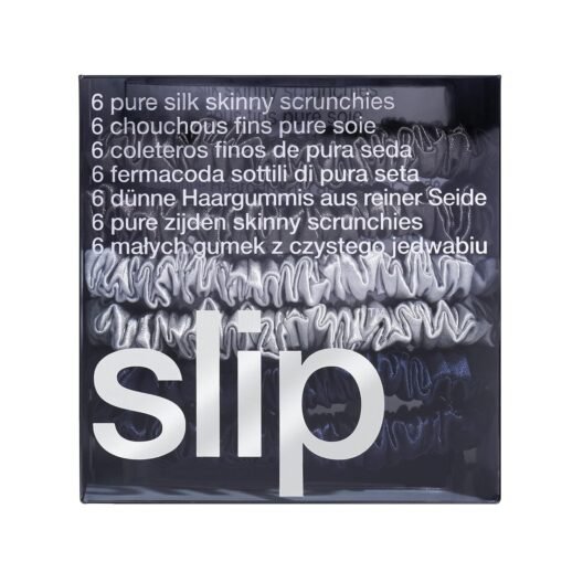 Slip Silk Skinnie Scrunchies Midnight Collection (Charcoal, Navy, Silver) - Elastic Scrunchies Set (6 Scrunchies) - Image 4