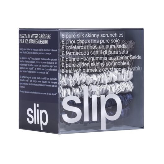 Slip Silk Skinnie Scrunchies Midnight Collection (Charcoal, Navy, Silver) - Elastic Scrunchies Set (6 Scrunchies) - Image 3