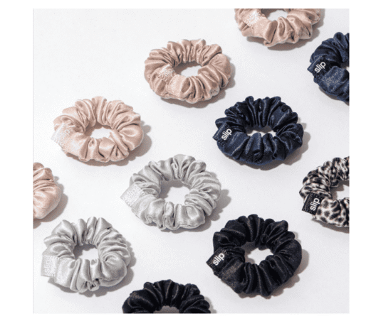 SLIP 100% Pure 22 Momme Mulberry Silk Minnie Scrunchies - Classic - Set of 12 in Pink, Caramel, Silver, Navy, Leopard & Black - Image 4