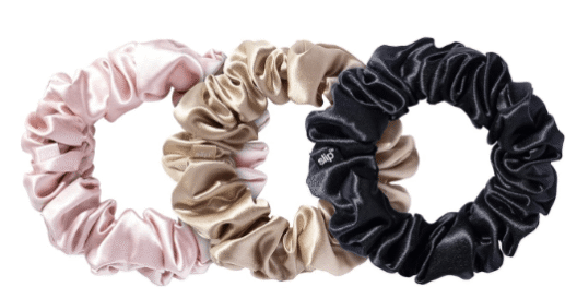 Slip Silk Large Scrunchies in Black, Pink, and Caramel - Elastic Scrunchies Set (3 Scrunchies) - Image 2