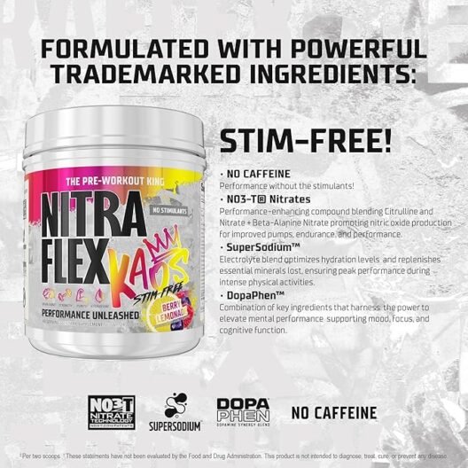 GAT SPORT Nitraflex KAOS Stimulant Free Pre-Workout (White Cherry Limeade) - Image 2