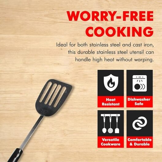 Chef Craft Select Turner/Spatula, 14.5 inch, Stainless Steel/Black - Image 2