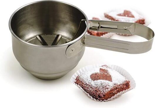 RSVP International Endurance® Stainless Steel Vintage One-Hand Sifter, 1 Cup | Top Cakes, Sift Flour, Marinade BBQ & More | Dishwasher Safe | Powder Sugar, Sift Flour, Spread Toppings & More - Image 2