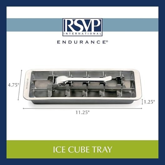 RSVP International Endurance® Vintage Inspired Ice Cube Tray, 11" | Retro Design for Bars & Kitchens | Levers Remove Cubes | Heavy Duty Stainless Steel | Dishwasher Safe - Image 2