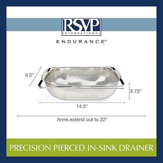 RSVP International Precision Pierced In Sink Drainer, Square, Stainless Steel - Image 2